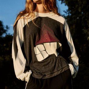 NEW Free People Movement All About It Long Sleeve Oversized Graphic Tee, Large